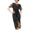 imageSWEETV Flapper Dresses 1920s Dresses for WomenCrew Neck Great Gatsby Dresses with Sleeve Roaring 20s Dress for Harlem NightsBlackcolorful