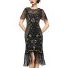 imageSWEETV Flapper Dresses 1920s Dresses for WomenCrew Neck Great Gatsby Dresses with Sleeve Roaring 20s Dress for Harlem NightsBlackgold
