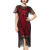 imageSWEETV Flapper Dresses 1920s Dresses for WomenCrew Neck Great Gatsby Dresses with Sleeve Roaring 20s Dress for Harlem NightsRed