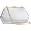 imageEvening Clutch Purses for Women Formal PU Leather Handbag with Chain Strap for Weddings Proms and PartiesSilver