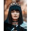 imageSWEETV Gothic Crowns for Women Queen Crown Tiara Witch Crown Headband Cosplay Hair Accessories for Costume Halloween Prom Party1 BlackAntique Silver