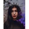 imageSWEETV Gothic Crowns for Women Queen Crown Tiara Witch Crown Headband Cosplay Hair Accessories for Costume Halloween Prom Party1 BlackAntique Silver
