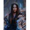 imageSWEETV Gothic Crowns for Women Queen Crown Tiara Witch Crown Headband Cosplay Hair Accessories for Costume Halloween Prom Party2 BlackAntique Silver