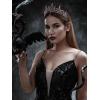imageSWEETV Halloween Crown  Vines of the Underworld Black Gothic Tiara for Women ampamp Girls Baroque Crown for Costume PartyMidnight Vine