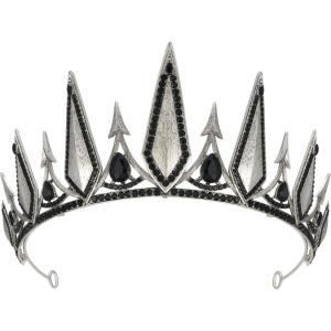imageSWEETV Gothic Crowns for Women Queen Crown Tiara Witch Crown Headband Cosplay Hair Accessories for Costume Halloween Prom Party2 BlackAntique Silver