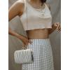 imageClutch Purses for Women EveningWedding Chic Woven Bag Formal PU Leather Purse Designer Handbags for WomenSilversatin
