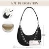 imageCrescent Shoulder Bag for Women Underarm PU Leather Hobo Purses TrendyWomens Daily Clutch Purse Handbags 2 StrapsBlack