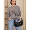 imageCrescent Shoulder Bag for Women Underarm PU Leather Hobo Purses TrendyWomens Daily Clutch Purse Handbags 2 StrapsBlack