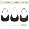 imageCrescent Shoulder Bag for Women Underarm PU Leather Hobo Purses TrendyWomens Daily Clutch Purse Handbags 2 StrapsBlack
