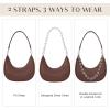 imageCrescent Shoulder Bag for Women Underarm PU Leather Hobo Purses TrendyWomens Daily Clutch Purse Handbags 2 StrapsCoffee