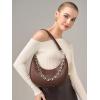 imageCrescent Shoulder Bag for Women Underarm PU Leather Hobo Purses TrendyWomens Daily Clutch Purse Handbags 2 StrapsCoffee