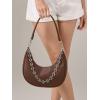 imageCrescent Shoulder Bag for Women Underarm PU Leather Hobo Purses TrendyWomens Daily Clutch Purse Handbags 2 StrapsCoffee