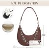 imageCrescent Shoulder Bag for Women Underarm PU Leather Hobo Purses TrendyWomens Daily Clutch Purse Handbags 2 StrapsCoffee