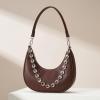 imageCrescent Shoulder Bag for Women Underarm PU Leather Hobo Purses TrendyWomens Daily Clutch Purse Handbags 2 StrapsCoffee