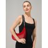 imageCrescent Shoulder Bag for Women Underarm PU Leather Hobo Purses TrendyWomens Daily Clutch Purse Handbags 2 StrapsRed