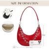 imageCrescent Shoulder Bag for Women Underarm PU Leather Hobo Purses TrendyWomens Daily Clutch Purse Handbags 2 StrapsRed