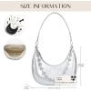 imageCrescent Shoulder Bag for Women Underarm PU Leather Hobo Purses TrendyWomens Daily Clutch Purse Handbags 2 StrapsSilver