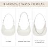 imageCrescent Shoulder Bag for Women Underarm PU Leather Hobo Purses TrendyWomens Daily Clutch Purse Handbags 2 StrapsWhite