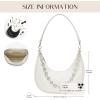 imageCrescent Shoulder Bag for Women Underarm PU Leather Hobo Purses TrendyWomens Daily Clutch Purse Handbags 2 StrapsWhite