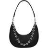 imageCrescent Shoulder Bag for Women Underarm PU Leather Hobo Purses TrendyWomens Daily Clutch Purse Handbags 2 StrapsBlack