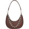 imageCrescent Shoulder Bag for Women Underarm PU Leather Hobo Purses TrendyWomens Daily Clutch Purse Handbags 2 StrapsCoffee