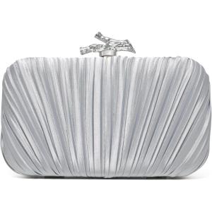 imageClutch Purses for Women EveningWedding Chic Woven Bag Formal PU Leather Purse Designer Handbags for WomenSilversatin