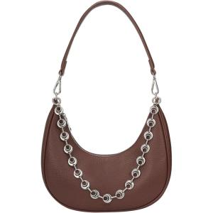 imageCrescent Shoulder Bag for Women Underarm PU Leather Hobo Purses TrendyWomens Daily Clutch Purse Handbags 2 StrapsCoffee