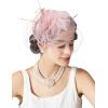 imageSWEETV Fascinators Hats for Women Tulle Flower Tea Party Hats for Kentucky Derby Cocktail Wedding Fancy PartyDusty Pink