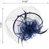 imageSWEETV Fascinators Hats for Women Tulle Flower Tea Party Hats for Kentucky Derby Cocktail Wedding Fancy PartyNavy Blue