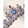 imageSWEETV Jeweled Tiara Crown for Women Blue Aurora Borealis Crystal Queen Crown Dark Wedding Tiara for Bride Metal Birthday Quinceanera Pageant Prom Hair AccessoriesBlue Aurora Borealis