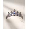 imageSWEETV Jeweled Tiara Crown for Women Blue Aurora Borealis Crystal Queen Crown Dark Wedding Tiara for Bride Metal Birthday Quinceanera Pageant Prom Hair AccessoriesBlue Aurora Borealis