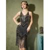 imageYESSA 1920s Flapper Dresses for WomenLace V Neck Great Gatsby Dresses Fringed Roaring 20s DressesBlack Gold