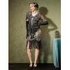 imageYESSA 1920s Flapper Dresses for WomenSheer Beaded Sleeves Great Gatsby Dresses Roaring 20s Dresses Costumes with AccessoriesBlack Gold