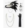 imageYESSA 1920s Flapper Dresses for WomenSheer Beaded Sleeves Great Gatsby Dresses Roaring 20s Dresses Costumes with AccessoriesBlack Silver