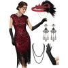 imageYESSA 1920s Flapper Dresses for Women Great Gatsby Dress Roaring 20s Costumes Sequin Harlem Nights Dress with 20s AccessoriesBlackred
