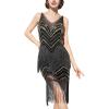imageYESSA 1920s Flapper Dresses for WomenLace V Neck Great Gatsby Dresses Fringed Roaring 20s DressesBlack Gold