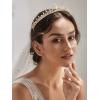 imageSWEETV Princess Tiaras for Women Gold Crystal Crown for Birthday Wedding Headbands for Bride Rhinestone Tiara Headpieces Hair Accessories for Quinceanera Pageant Prom01Gold