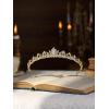 imageSWEETV Princess Tiaras for Women Gold Crystal Crown for Birthday Wedding Headbands for Bride Rhinestone Tiara Headpieces Hair Accessories for Quinceanera Pageant Prom02Gold