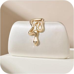 imageSWEETV CHUNLI Glitter Clutch Purses for Women Elegant Evening Bag for Parties Weddings and Formal Events03pearl Whitesatin