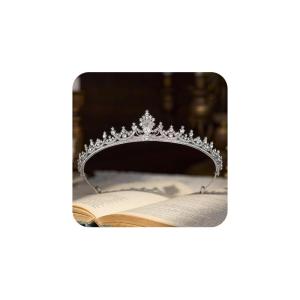 imageSWEETV Princess Tiaras for Women Gold Crystal Crown for Birthday Wedding Headbands for Bride Rhinestone Tiara Headpieces Hair Accessories for Quinceanera Pageant Prom01Silver
