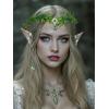 imageSWEETV Fairy Flower Hairband with Elf Ears Halloween Fairy Headpiece for Women Leaf Elf Circlet with Wings Cuff Earrings Leaf Hairband Set for Photoshoot Cosplay Party GoldLeafB one sizeGreenLeafB