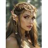 imageSWEETV Fairy Flower Hairband with Elf Ears Halloween Fairy Headpiece for Women Leaf Elf Circlet with Wings Cuff Earrings Leaf Hairband Set for Photoshoot Cosplay Party GoldLeafB one sizeGoldLeafD