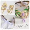 imageSWEETV Fairy Flower Hairband with Elf Ears Halloween Fairy Headpiece for Women Leaf Elf Circlet with Wings Cuff Earrings Leaf Hairband Set for Photoshoot Cosplay Party GoldLeafB one sizePurpleLeafA
