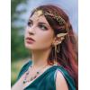 imageSWEETV Fairy Flower Hairband with Elf Ears Halloween Fairy Headpiece for Women Leaf Elf Circlet with Wings Cuff Earrings Leaf Hairband Set for Photoshoot Cosplay Party GoldLeafB one sizeGoldLeafB