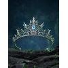 imageSWEETV Halloween Crown  Midnight Coven Gothic Crowns for Women Black Witch Headpiece Halloween Decorations Evil Tiaras and Crowns Dark Tiara Rhinestones Baroque Queen CrownWidows Web