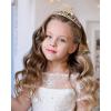 imageSWEETV Tiaras for Little Girls Princess Gold Crown for Flower Fairy TinkerBell Headband for Kids Rhinestone Hairpiece for Toddler Hair Accessories for Girls Halloween Costume Cosplay02Gold