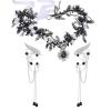 imageSWEETV Fairy Flower Hairband with Elf Ears Halloween Fairy Headpiece for Women Leaf Elf Circlet with Wings Cuff Earrings Leaf Hairband Set for Photoshoot Cosplay Party GoldLeafB one sizeBlackLeafC