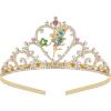 imageSWEETV Tiaras for Little Girls Princess Gold Crown for Flower Fairy TinkerBell Headband for Kids Rhinestone Hairpiece for Toddler Hair Accessories for Girls Halloween Costume Cosplay01Gold