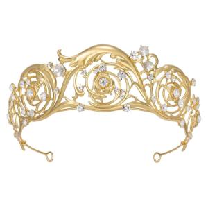 imageClassic Bridgerton Tiaras for Women Royal Queen Crowns and Tiaras for Bride Wedding Bridal Birthday Quinceanera Pageant Party PromHalloween Costume Cosplay AccessoriesLeilani Crystal TiaraGoldGold