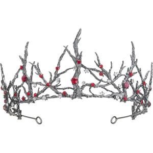 imageSWEETV Halloween Crown  Midnight Coven Gothic Crowns for Women Black Witch Headpiece Halloween Decorations Evil Tiaras and Crowns Dark Tiara Rhinestones Baroque Queen CrownVengeance Vine